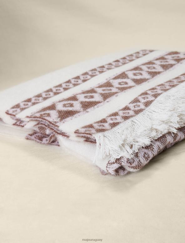 Maje poncho a rayas beige accesorio crudo mujer 2J08B546