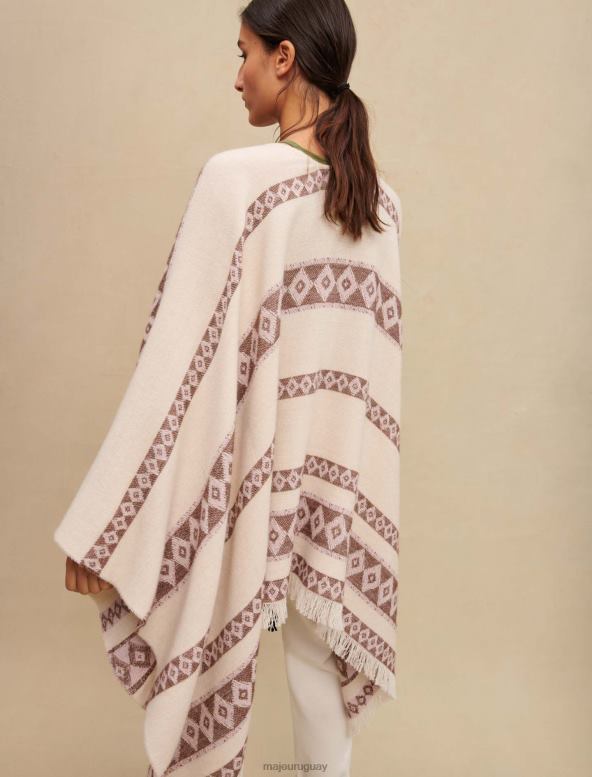 Maje poncho a rayas beige accesorio crudo mujer 2J08B546