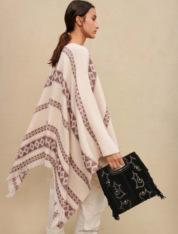 Maje poncho a rayas beige accesorio crudo mujer 2J08B546