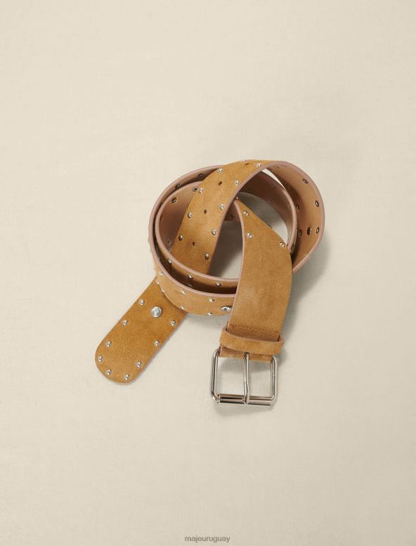 Maje cinturón de ante con tachuelas accesorio camello mujer 2J08B532