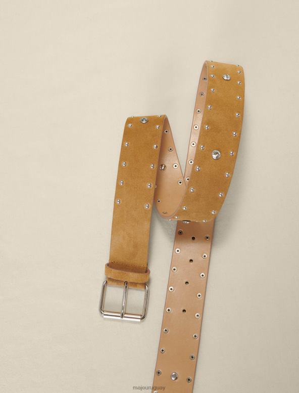 Maje cinturón de ante con tachuelas accesorio camello mujer 2J08B532