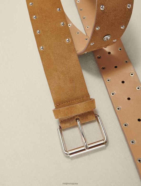 Maje cinturón de ante con tachuelas accesorio camello mujer 2J08B532