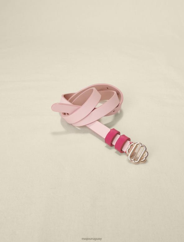Maje cinturón de cuero con doble hebilla accesorio rosa mujer 2J08B550