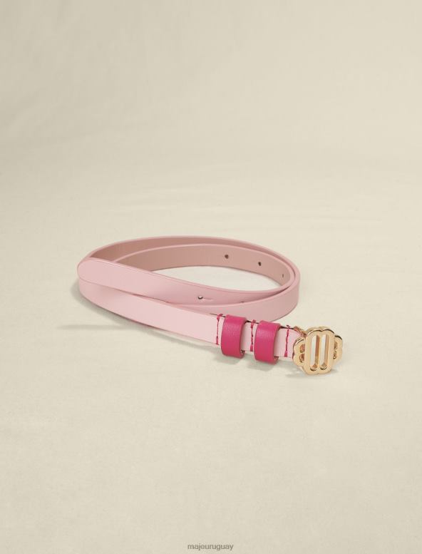 Maje cinturón de cuero con doble hebilla accesorio rosa mujer 2J08B550