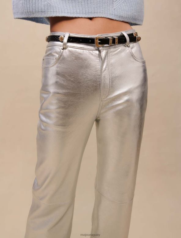 Maje cinturón de cuero fino occidental accesorio negro mujer 2J08B541