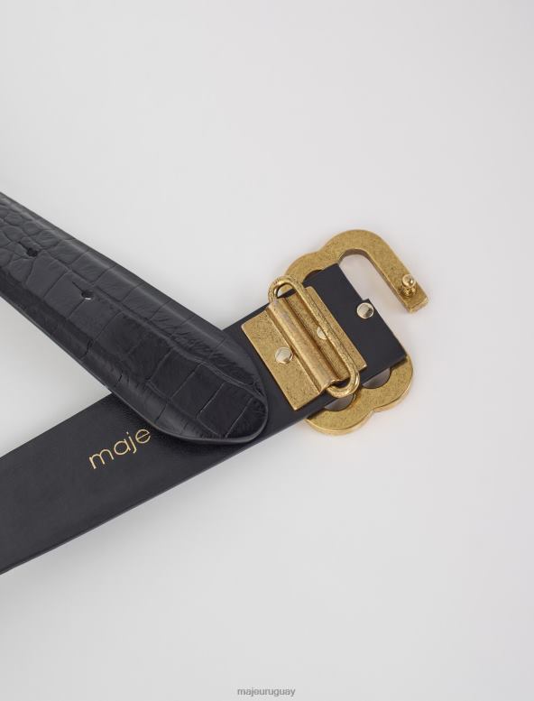 Maje cinturón doble M de piel con efecto de cocodrilo accesorio negro mujer 2J08B512