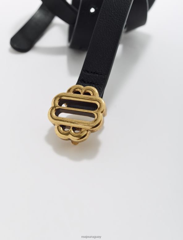 Maje cinturón estrecho de cuero negro accesorio negro mujer 2J08B505