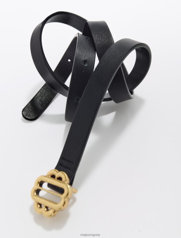 Maje cinturón estrecho de cuero negro accesorio negro mujer 2J08B505
