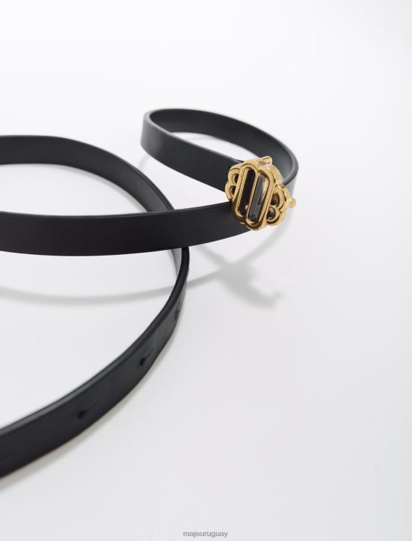 Maje cinturón estrecho de cuero negro accesorio negro mujer 2J08B505