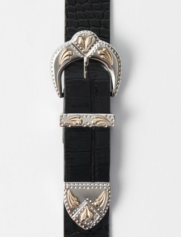 Maje cinturón occidental con doble hebilla accesorio negro mujer 2J08B513