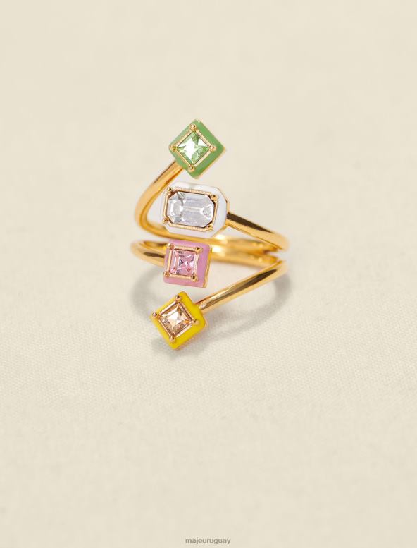 Maje anillo con pedrería y esmalte accesorio oro mujer 2J08B578