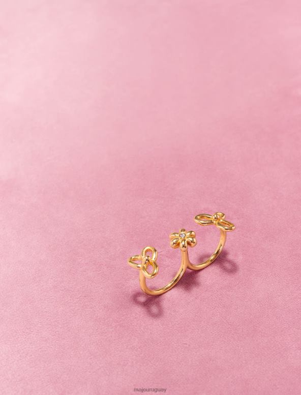 Maje anillo de dos dedos con flores accesorio oro mujer 2J08B534