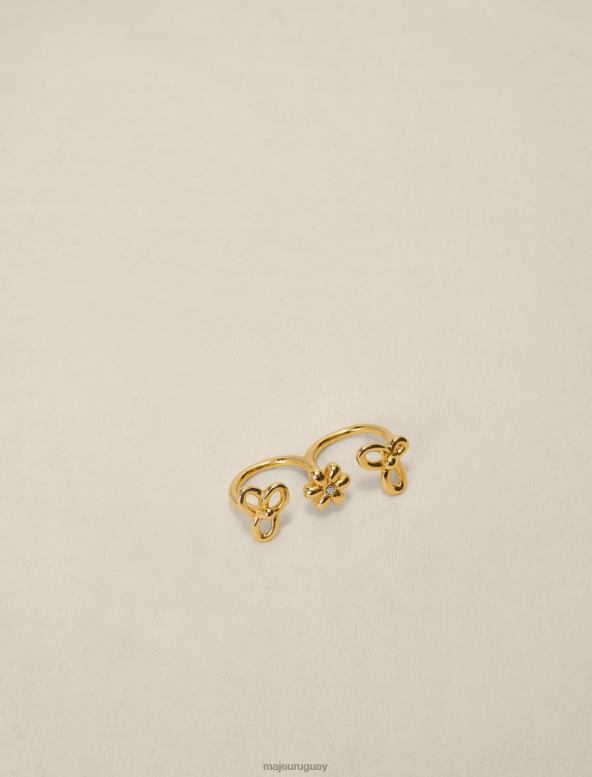 Maje anillo de dos dedos con flores accesorio oro mujer 2J08B534
