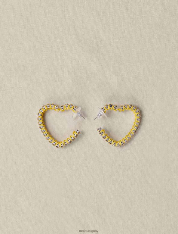 Maje pendientes de aro con forma de corazón y diamantes de imitación accesorio amarillo mujer 2J08B544