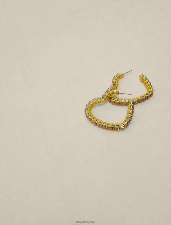 Maje pendientes de aro con forma de corazón y diamantes de imitación accesorio amarillo mujer 2J08B544