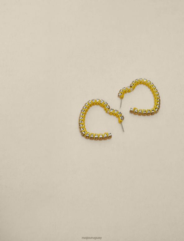 Maje pendientes de aro con forma de corazón y diamantes de imitación accesorio amarillo mujer 2J08B544