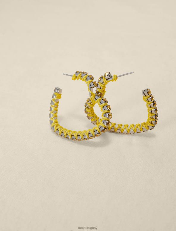 Maje pendientes de aro con forma de corazón y diamantes de imitación accesorio amarillo mujer 2J08B544