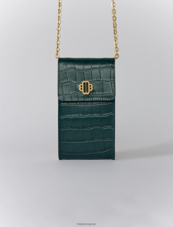 Maje bolsa de cuero para teléfono accesorio botella verde mujer 2J08B492