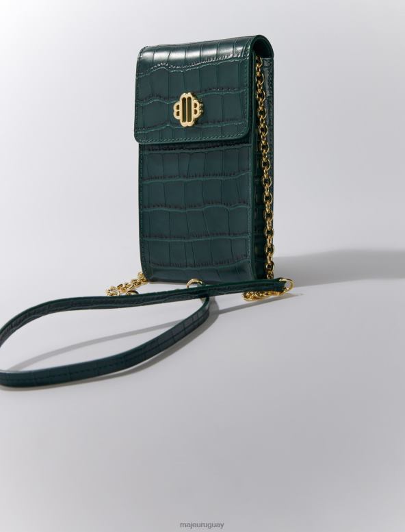 Maje bolsa de cuero para teléfono accesorio botella verde mujer 2J08B492