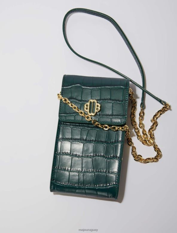 Maje bolsa de cuero para teléfono accesorio botella verde mujer 2J08B492