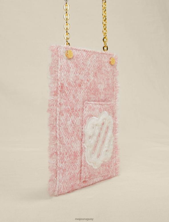 Maje bolsa para teléfono con efecto de tweed accesorio rosa mujer 2J08B563