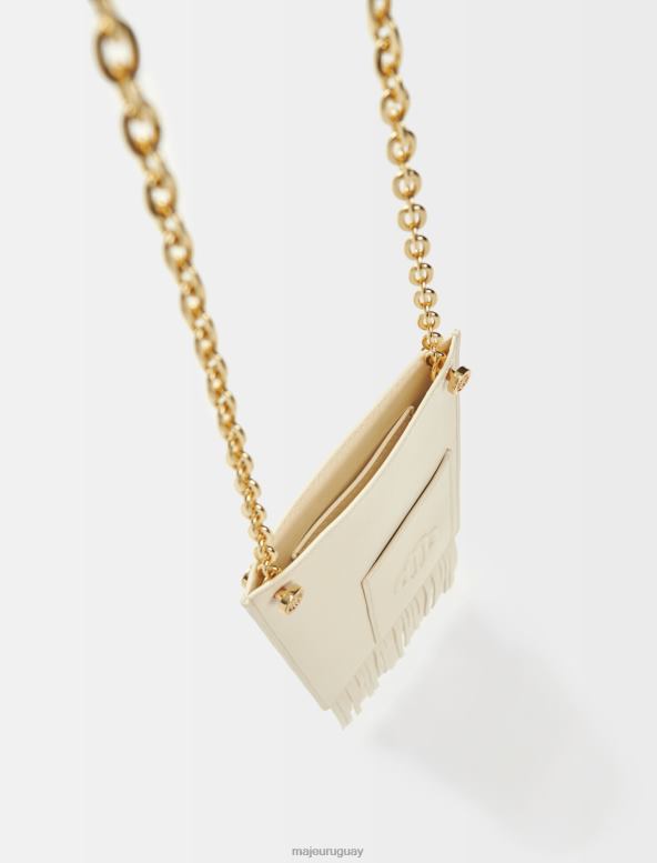 Maje bolso para teléfono de piel con flecos accesorio vainilla mujer 2J08B548