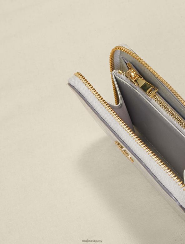 Maje cartera de cuero metalizado accesorio plateado mujer 2J08B561