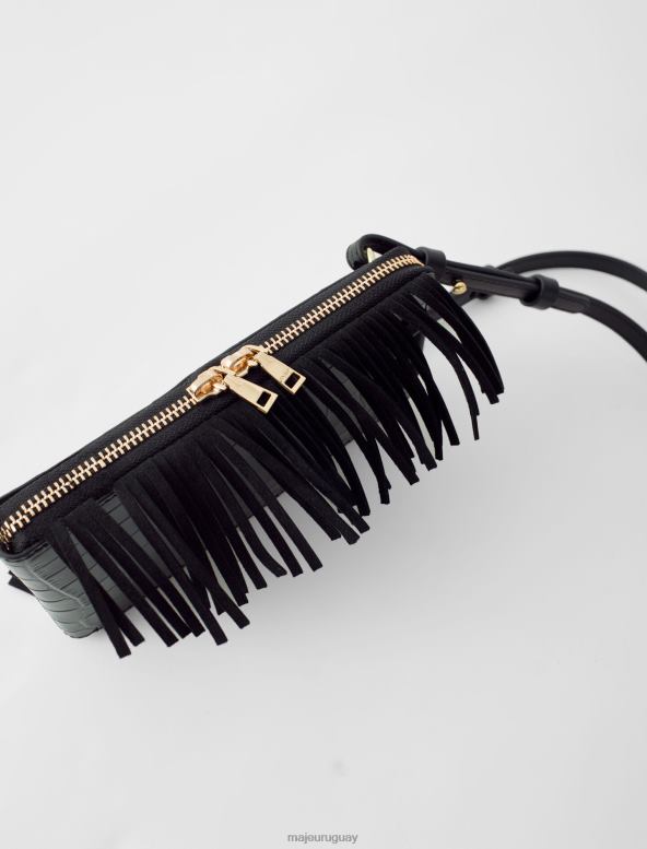 Maje funda para teléfono de cuero repujado m accesorio negro mujer 2J08B526