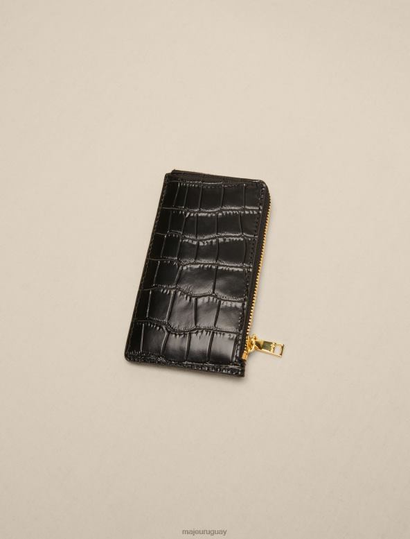 Maje tarjetero de cuero accesorio negro mujer 2J08B567