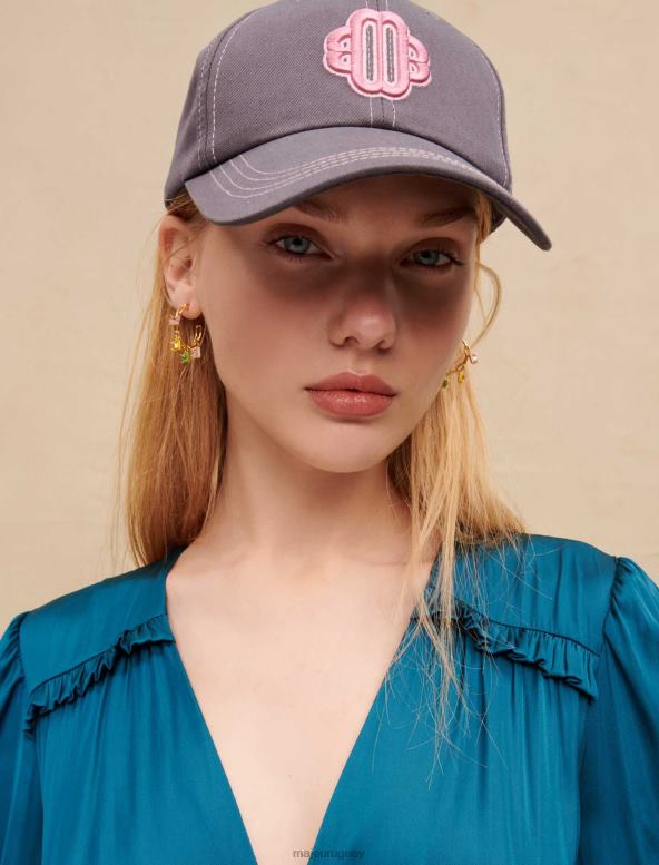 Maje gorra de algodón con logo de trébol accesorio gris mujer 2J08B553