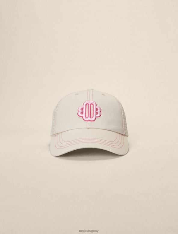 Maje gorra de algodón con logo de trébol accesorio rosa/crudo mujer 2J08B580