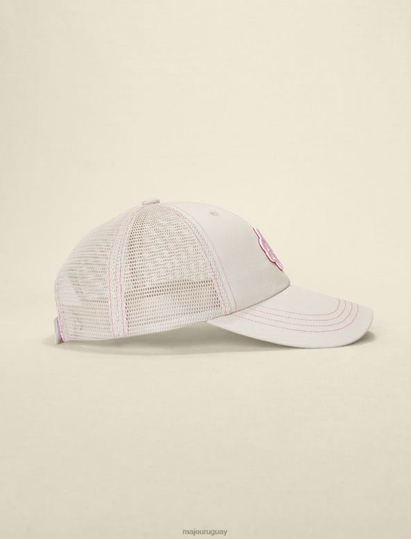 Maje gorra de algodón con logo de trébol accesorio rosa/crudo mujer 2J08B580