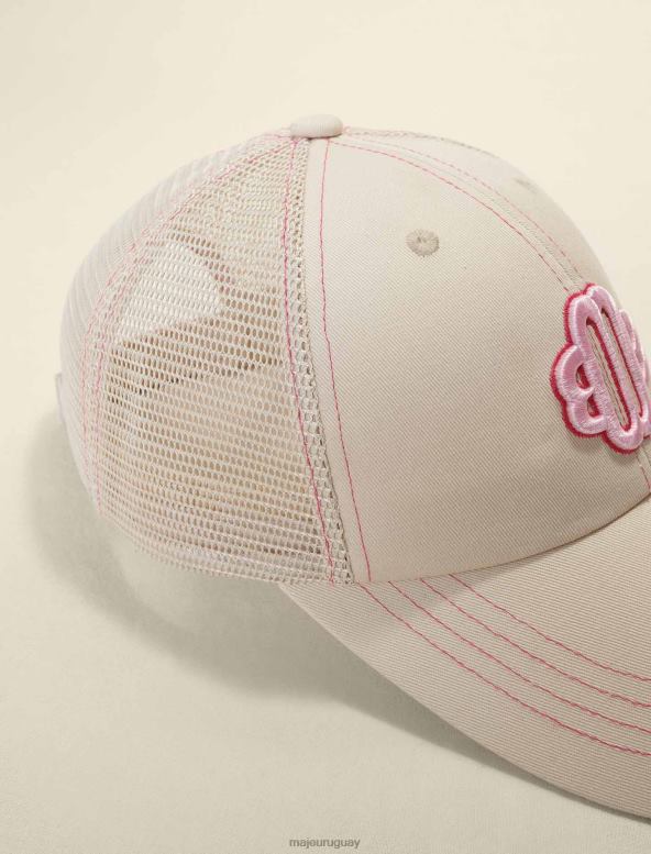 Maje gorra de algodón con logo de trébol accesorio rosa/crudo mujer 2J08B580