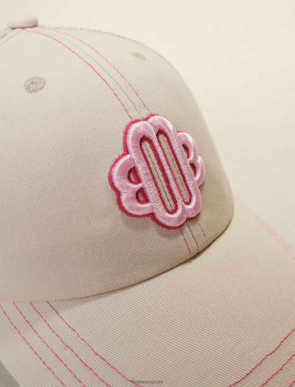 Maje gorra de algodón con logo de trébol accesorio rosa/crudo mujer 2J08B580