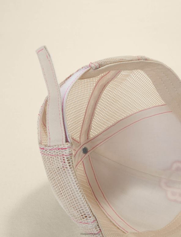 Maje gorra de algodón con logo de trébol accesorio rosa/crudo mujer 2J08B580