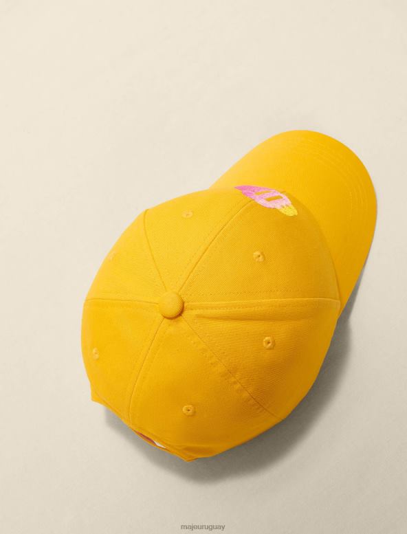 Maje gorra de algodón con logo de trébol accesorio sol amarillo mujer 2J08B582