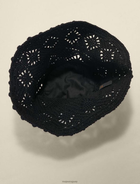 Maje sombrero de cubo de ganchillo accesorio negro mujer 2J08B530