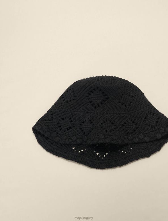 Maje sombrero de cubo de ganchillo accesorio negro mujer 2J08B530