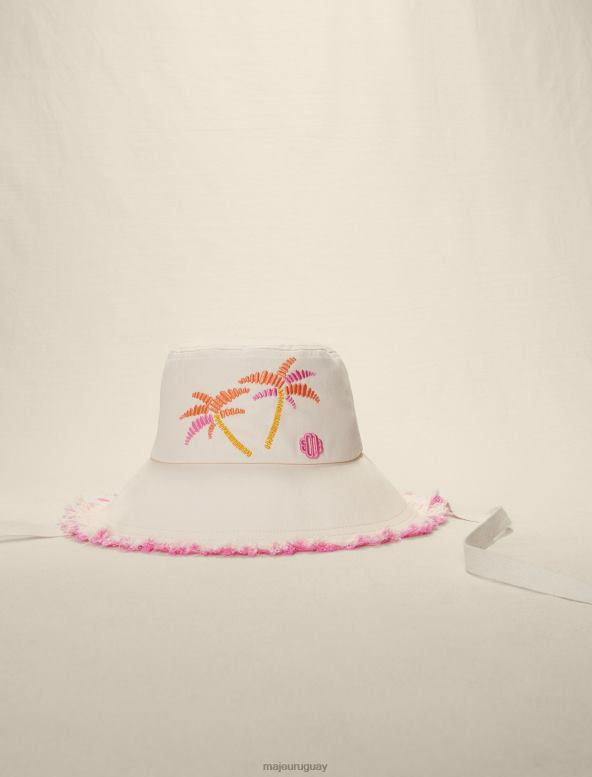 Maje sombrero de pescador con estampado de palmeras accesorio crudo mujer 2J08B581