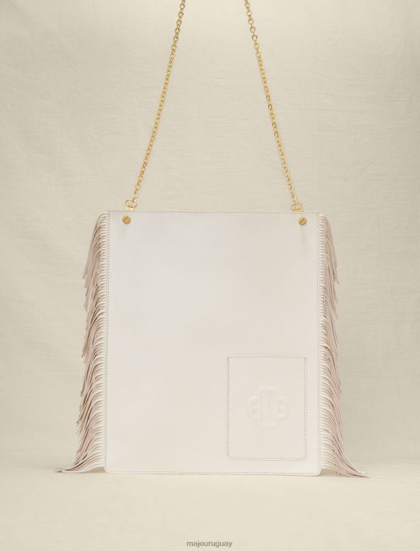 Maje bolso de piel de trébol con flecos accesorio vainilla mujer 2J08B471