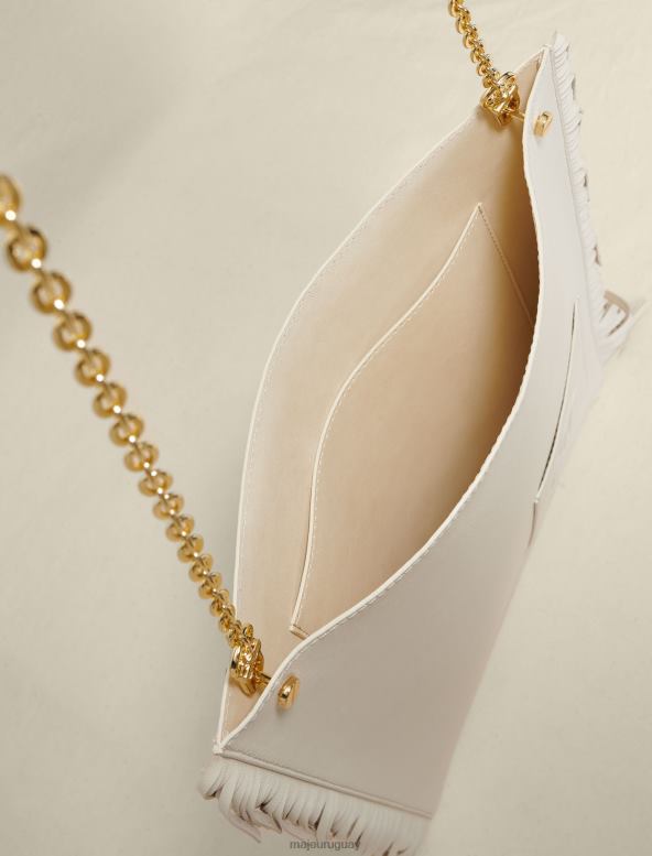 Maje bolso de piel de trébol con flecos accesorio vainilla mujer 2J08B471