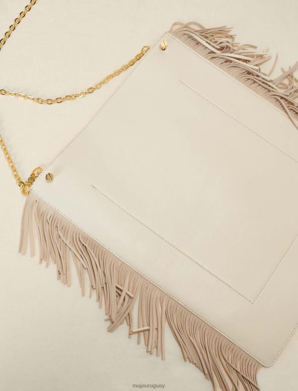 Maje bolso de piel de trébol con flecos accesorio vainilla mujer 2J08B471