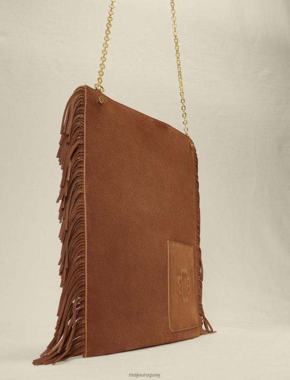 Maje bolso tote de ante con flecos accesorio camello mujer 2J08B472