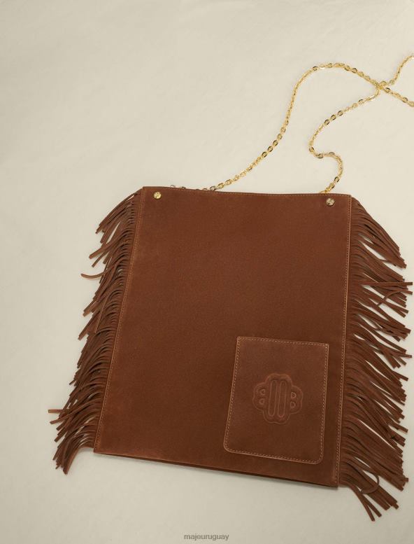Maje bolso tote de ante con flecos accesorio camello mujer 2J08B472