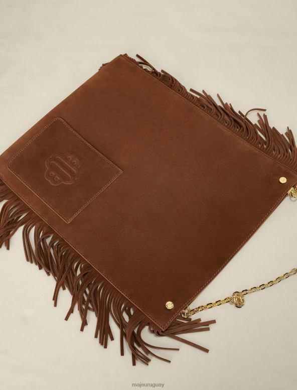 Maje bolso tote de ante con flecos accesorio camello mujer 2J08B472
