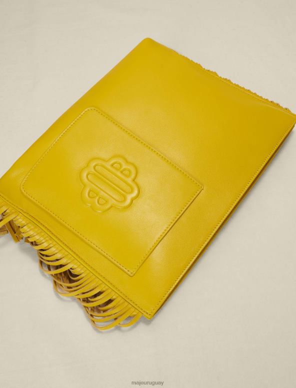 Maje bolso de mano de cuero con flecos accesorio amarillo mujer 2J08B475