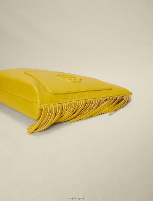 Maje bolso de mano de cuero con flecos accesorio amarillo mujer 2J08B475