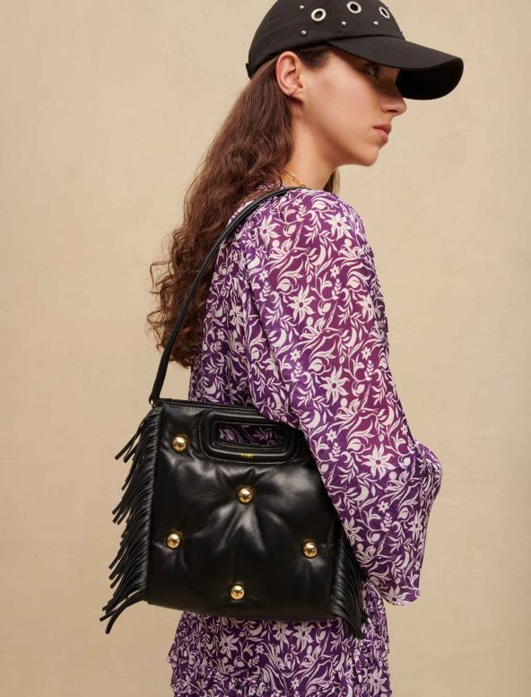 Maje bolso m de piel acolchado con tachuelas accesorio negro mujer 2J08B482