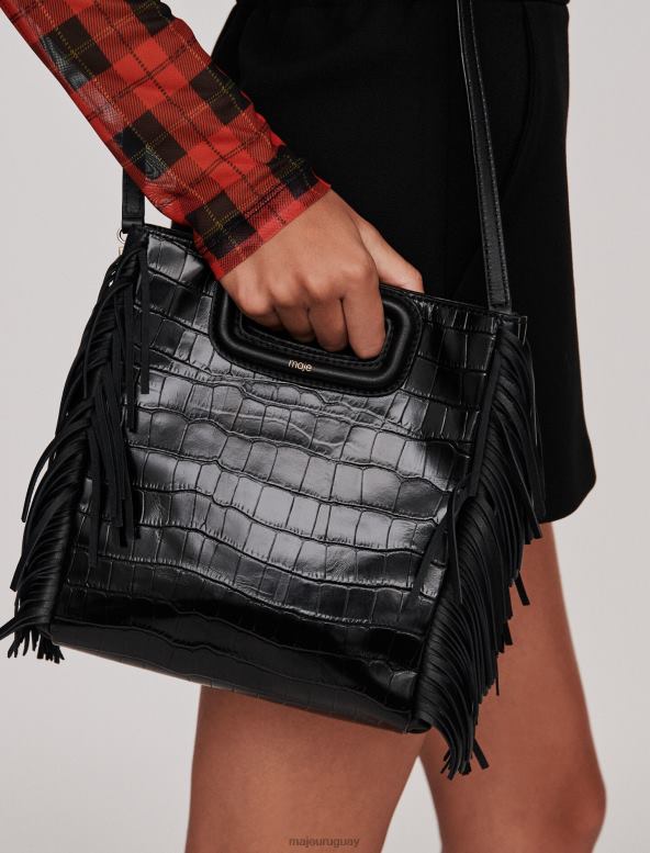 Maje bolso m de piel con efecto de cocodrilo accesorio negro mujer 2J08B449