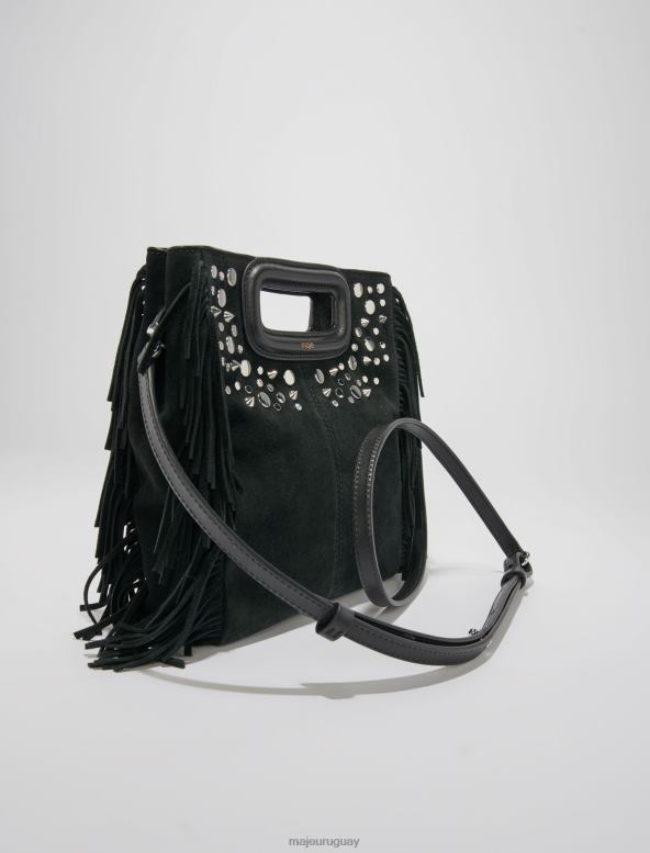 Maje bolso m de piel con flecos accesorio negro mujer 2J08B455